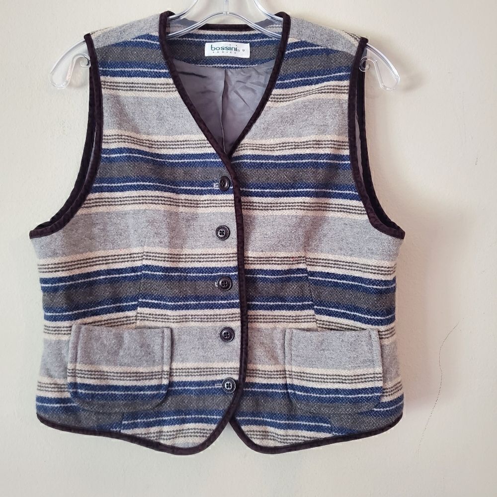 Vintage BOSSINI Women's Wool Blend Western‎ Vest Size Small Button Down Rodeo